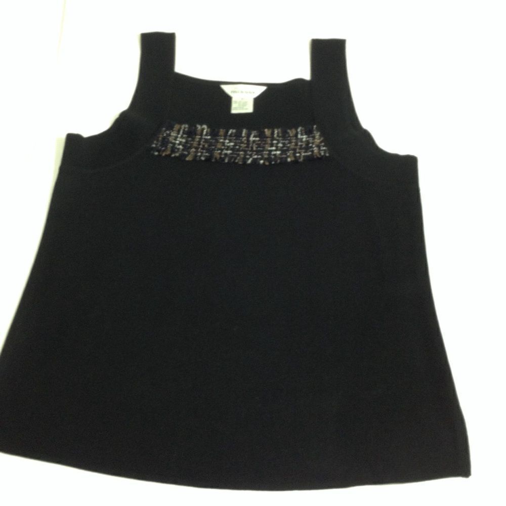 Misook Knit Tweed Trimmed Tank EUC Size L